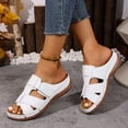 thumbnail image 3 of Orthopedic Sandals for Women Splice Leather Open Toe Slip on Slides Adjustable Low Wedge Walking Shoes White Size 7, 3 of 7