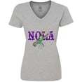 thumbnail image 3 of Inktastic NOLA Mardi Gras Crayfish in Purple Women's V-Neck T-Shirt, 3 of 5