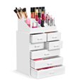 thumbnail image 1 of Sorbus Organizador de Maquillaje Acrílico - Porta Brochas y Cajones para Tocador y Baño - Vitrinas con 3 Cajones Grandes, 4 Pequeños y 1 Bandeja para Brochas, 1 of 7