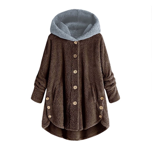 Sweaters for Women Hemlock Plus Size Button Plush Tops Hooded Loose Cardigan Cotton Coat Winter Jacket Sweater