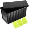 thumbnail image 1 of HUGFEGWE Pullman Loaf Pan With Lid: Bread Loaf Pan Non-Stick Loaf Pan Black Sandwich Loaf Bread Pan With 3pcs Scrapers Carbon Steel Bread Tin for Home Cake Shop, 8.45x4.72x4.32inch U2536-8608, 1 of 9