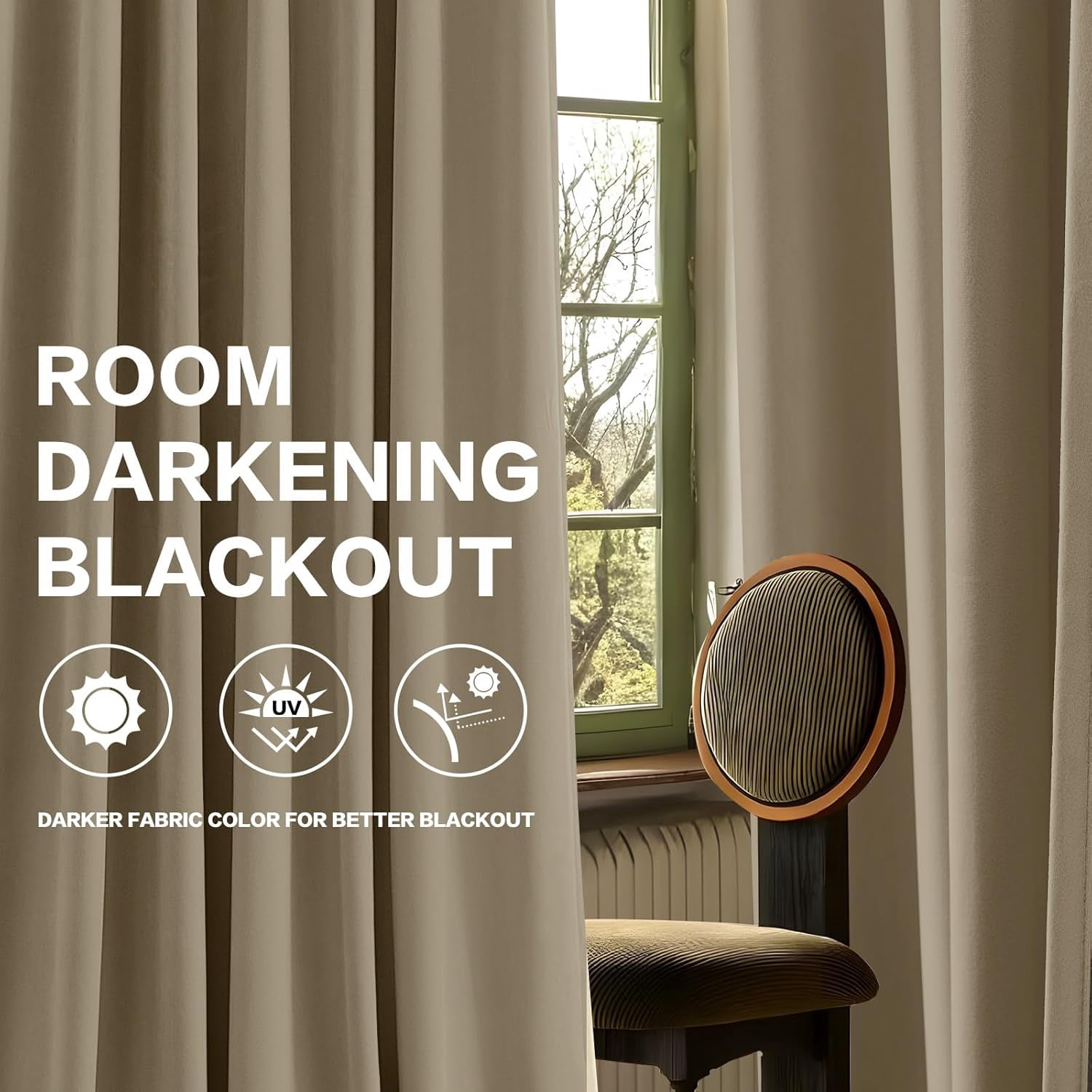 Nalqet 40*96 inch 2 Panels Pinch Pleated Velvet Curtains for Home, Blackout Heat Blocking Window Curtains with Hooks for Bedroom,Living room,Office,Ivory