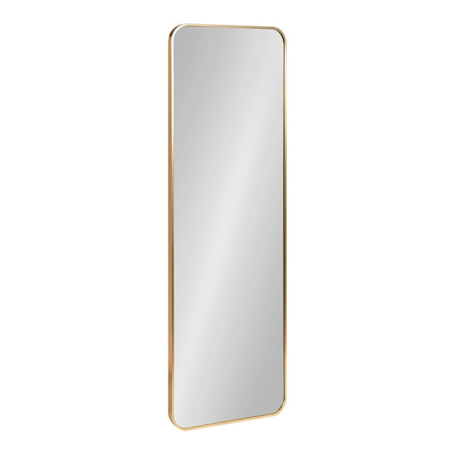 Kate and Laurel Zayda Radius Rectangle Wall Mirror, 16 x 48, Gold, Metal Framed Minimalist Rectangular Mirror with Rounded Corners