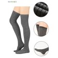 thumbnail image 2 of BadPiggies Women Knitted Warm Thigh High Socks, Over The Knee Solid Color Winter Sexy Elastic Long Boot Stockings (White), 2 of 10