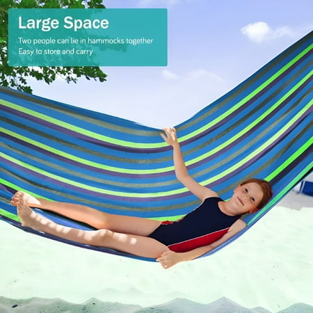 LAMIRO Cotton Hammocks Canvas - Ropes Hammocks Beds Portable Hammocks Patio Furniture Portable Camping Hammocks With Carrying Bag