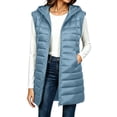 thumbnail image 2 of IUYRTFE Women Longline Hooded Puffer Vest Zip Up Sleeveless Winter Coat with Pockets for Outdoor Travel Daily Wear, 2 of 7