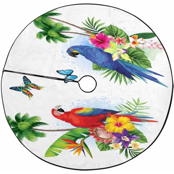 FMSHPON ArrangementsParrots Xmas Christmas Tree Skirt Stand Mat for Holiday Party Decoration Indoor Outdoor 48 inches