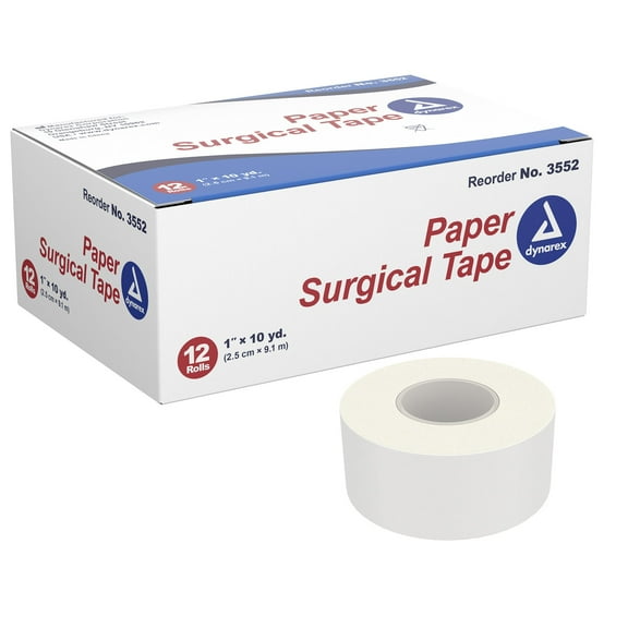 Dynarex Medical Tape 1" x 10 Yd 3552, 12 Boxes, 12 Rolls/Box