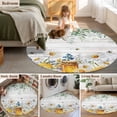 thumbnail image 5 of Round Area Rugs Collection 3 Ft, Daisy Spring Floral Non-Slip Residential Carpet, Farmhouse Botanical Green Leaves Wooden Indoor Crawling Mats Doormat Runner Rugs Play Mat for Bedroom, 5 of 8