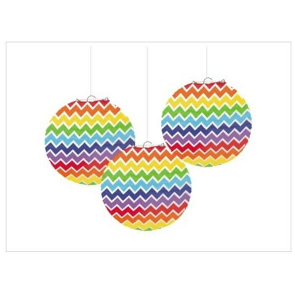 Rainbow Chevron Paper 9.5” Lanterns 3ct