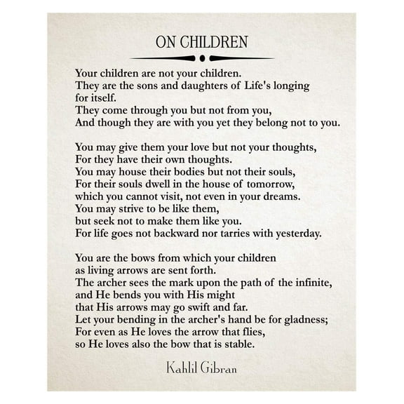 On Children Poem By Kahlil Gibran Quote The Prophet