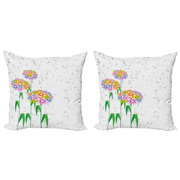 Ambesonne Floral Throw Pillow Cover 2 Pack, Colorful Daisies Art, 16", Multicolor
