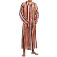 thumbnail image 5 of IBTOM CASTLE Men's Muslim Thobe Long Sleeve Striped Robe Gown Arab Islamic Kaftan Abaya Dress Middle East Dubai Ramadan Clothing 2XL Orange, 5 of 8