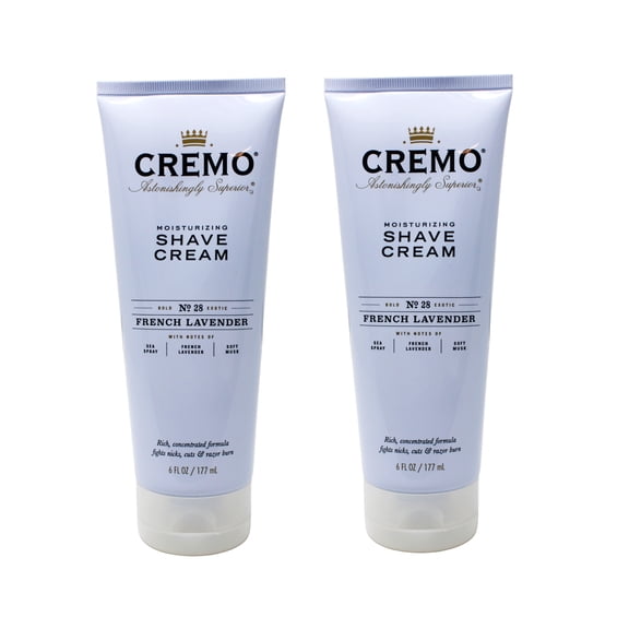 Cremo French Lavender Moisturizing Shave Cream, Astonishingly Superior Shaving Cream For Women, Fights Nicks, Cuts and Razor Burn, 6 Fl Oz (2 Pack)
