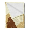 thumbnail image 2 of African Soft Flannel Fleece Throw Blanket, Smiling Happy Afro Lady with Hot Coffee Cup Cocoa Vintage, Cozy Plush for Indoor and Outdoor Use, 50" x 60", Brown Pale Brown Cream, by Ambesonne, 2 of 5