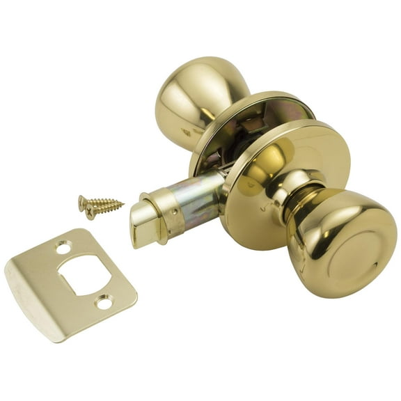 Global Link RV Interior Passage Door Knob for Hall or Closet Doors, Brass Finish, 1 Pack