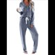 thumbnail image 2 of Conjuntos de Pijama para Mujer, de Larga, con Botones, para Dormir, Pijamas Suaves, Conjuntos de Estar por Casa. Azul Mar XXL, 2 of 9