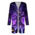 DENGDENG Womens Halloween Cardigan Long Sleeve Pumpkin Cat Pattern Open