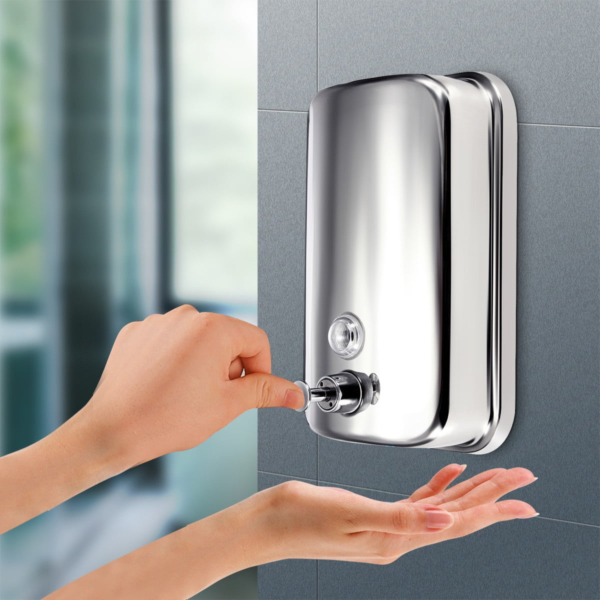 SOAP DISPENSER STAINLES STEEL 800ML WALL MOUNTED SHAMPOO DURABLE PUMP ACTION 