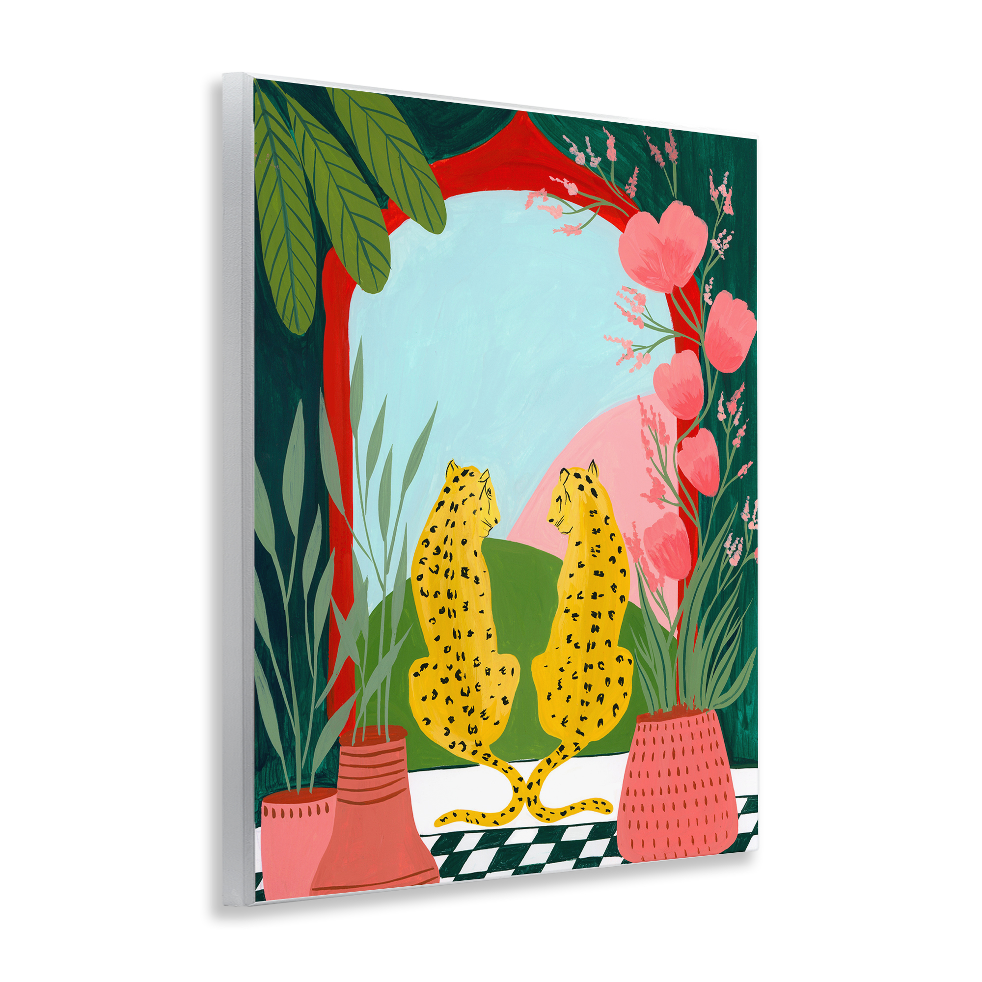 Twin Leopard & Plants Wall Plaque Art, design by Nabeela Rumi