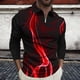 thumbnail image 1 of Blusa y camisa de manga larga con cuello vuelto para hombre, jersey con solapa a cuadros, a rayas y cremallera, manga corta, deportiva, de manga corta, con solapa, blusa de poliéster para hombre, 1 of 5