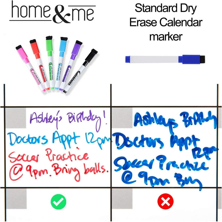 Cinch Magnetic Dry Erase Calendar and Whiteboard Bundle for Fridge 2 Boards  Included - 17x12 - 6 Fine Tip Markers and Large Eraser with Magnets-  Monthly Whiteboard Dry Erase Board 