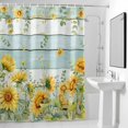 thumbnail image 2 of Summer Floral Shower Curtain, Watercolor Sunflower Eucalyptus Leaves Blue Wood Grain Waterproof Shower Curtain Set with 12 Hooks Lightweight Bath Curtains Fabric Bathroom Decor 48x72 Inches, 2 of 9