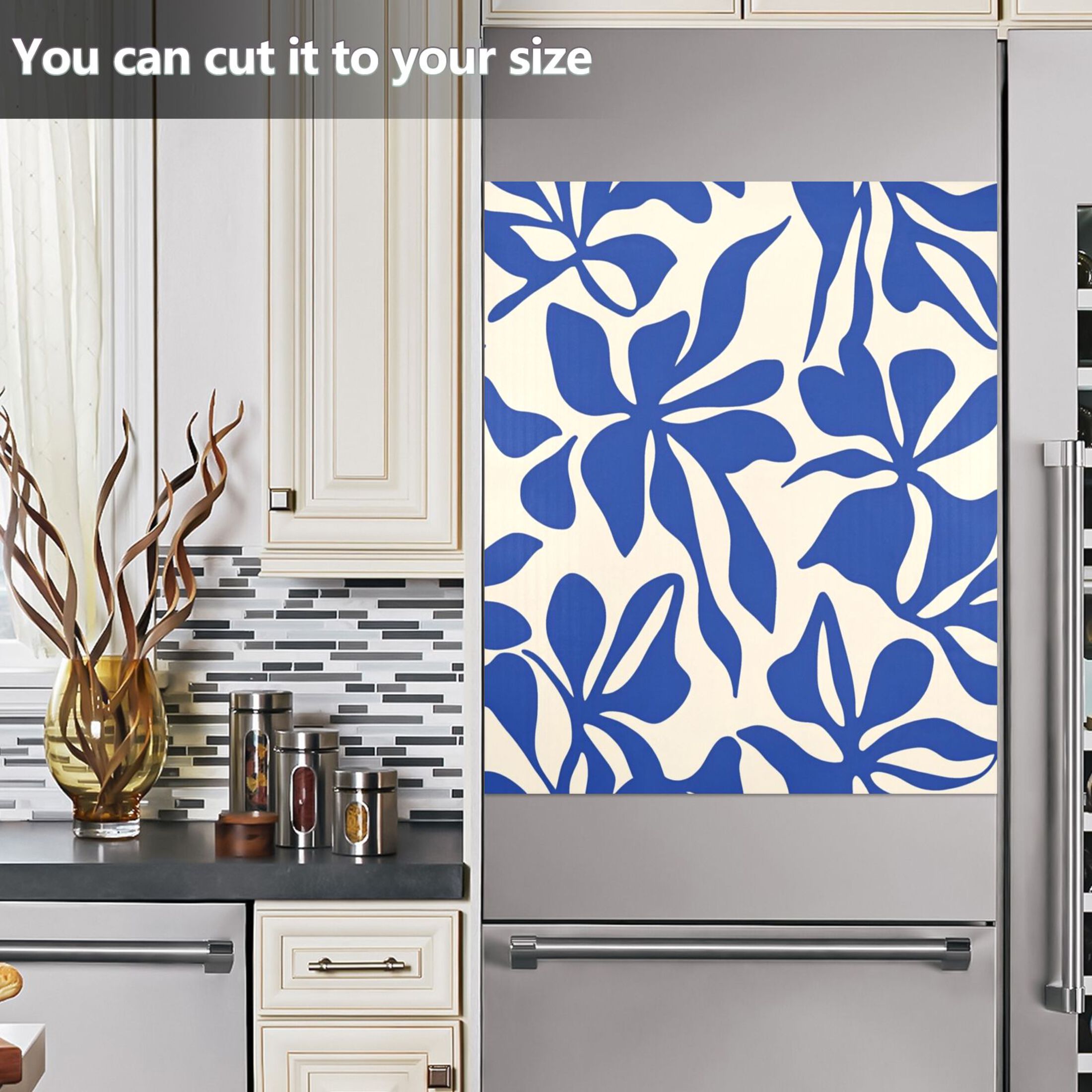 Dishwasher Magnetic Sticker 23x26 Inch Refrigerator Magnetic Sticker Washing Machine Magnetic Sticker Kitchen Panel Magnetic Sticker Home Decor Lovely Blue Pattern