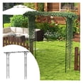thumbnail image 3 of 81 Inch Metal Garden Arbor for Climbing Plants, Black Archway Trellis for Wedding & Backyard Decor, Heavy Duty Outdoor Plant Support, 3 of 9