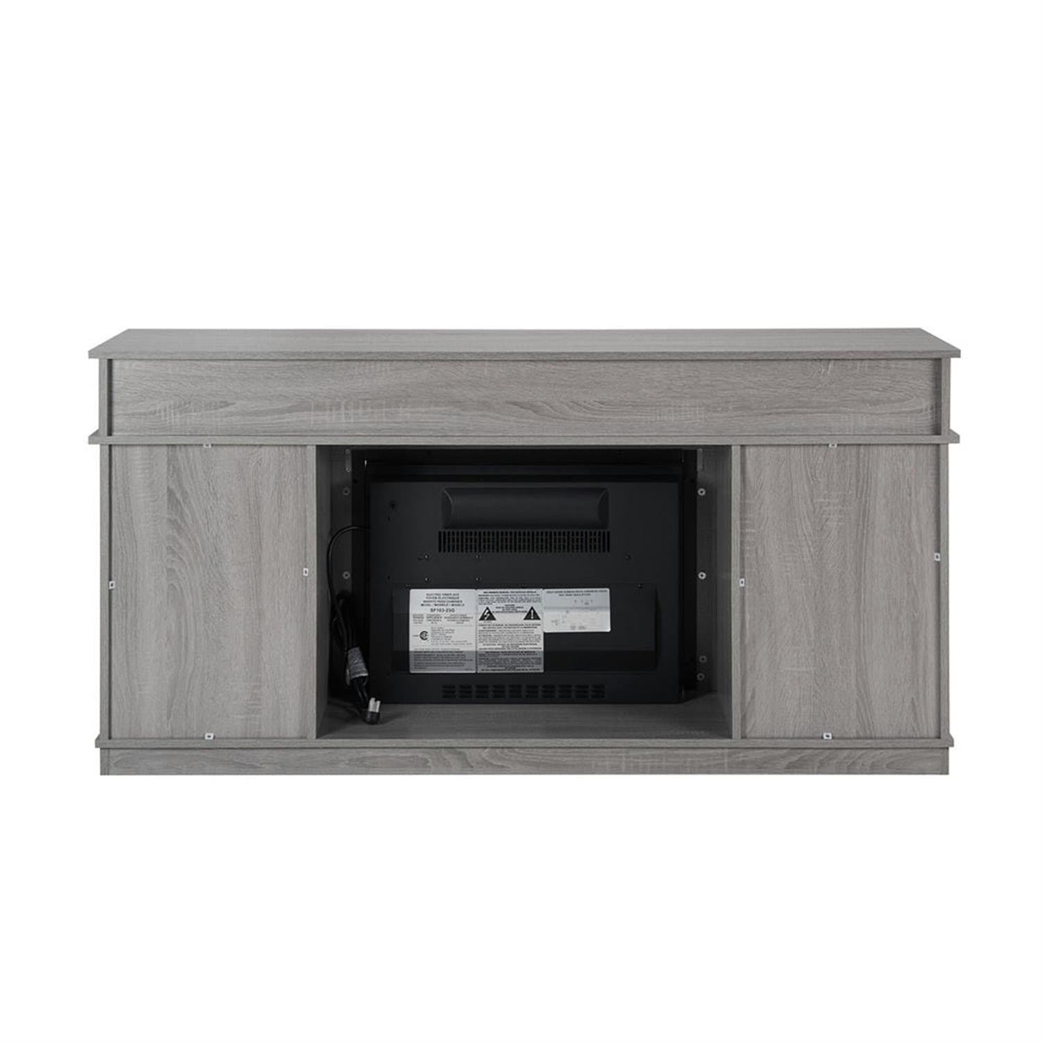 Demi Bonn Modern Farmhouse TV Media Stand for TV Up to 65'', Large Barn Inspired Home Entertainment Console with 23" Fireplace Insert, Open Shelves and Closed Cabinets, Gray