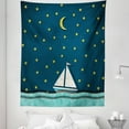 thumbnail image 1 of Fantasy Tapestry, Sailing Boat at Night Sky with Stars and Crescent Moon Bedtime Theme, Fabric Wall Hanging Decor for Bedroom Living Room Dorm, 5 Sizes, Multicolor, by Ambesonne, 1 of 1