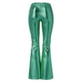 thumbnail image 5 of WTXUE Leather Pants, Bell Bottoms Women's Shiny Metallic Flared Pants High Waisted Stretchy Wide Leg Pants Trousers, Womens Trousers Bell&nbsp;Bottoms, Green, 5 of 5