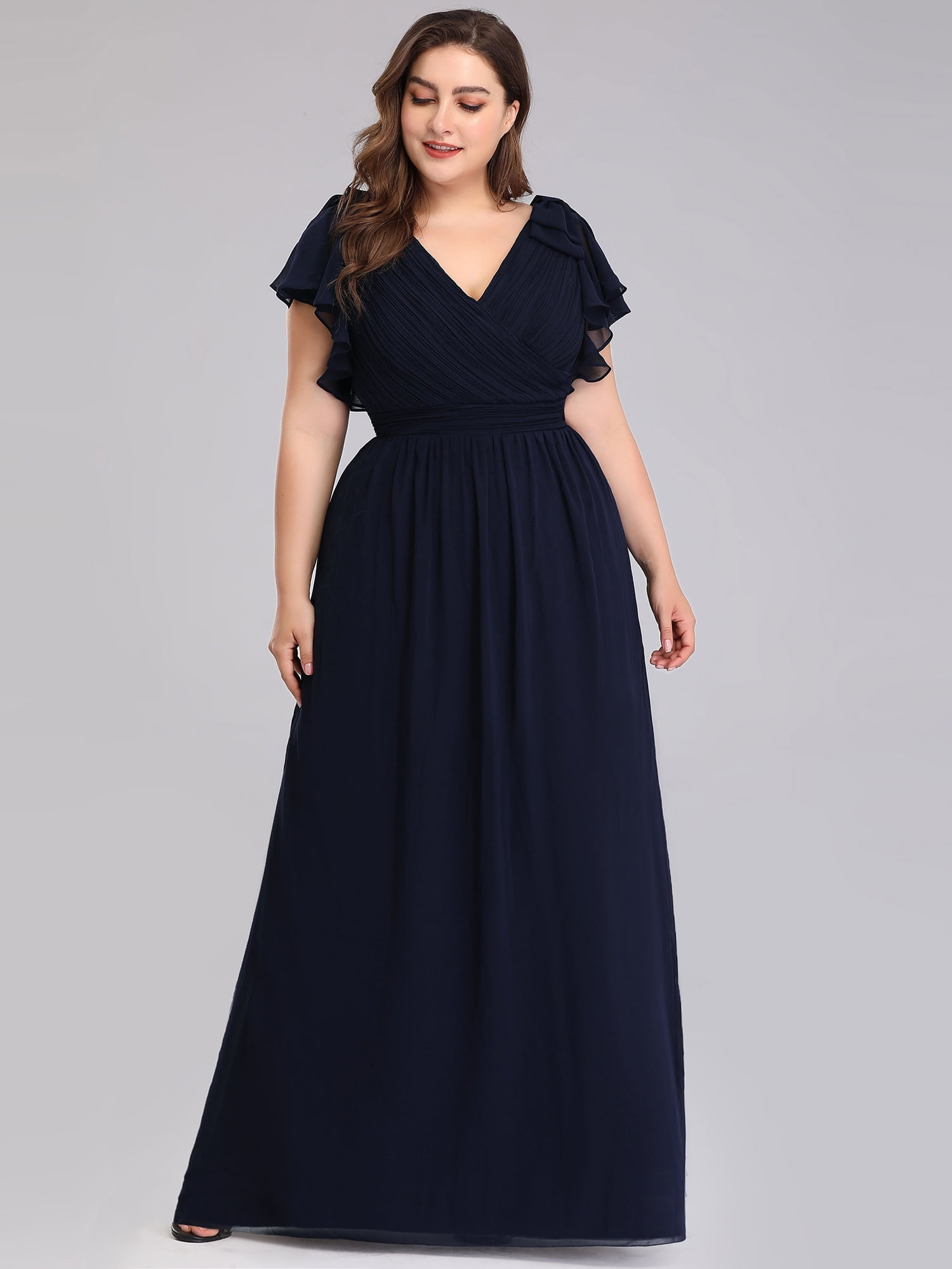 navy blue formal gown plus size