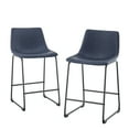 thumbnail image 5 of Walker Edison Full Back Faux Leather Counter Stools, Set of 2, Navy Blue, 5 of 10