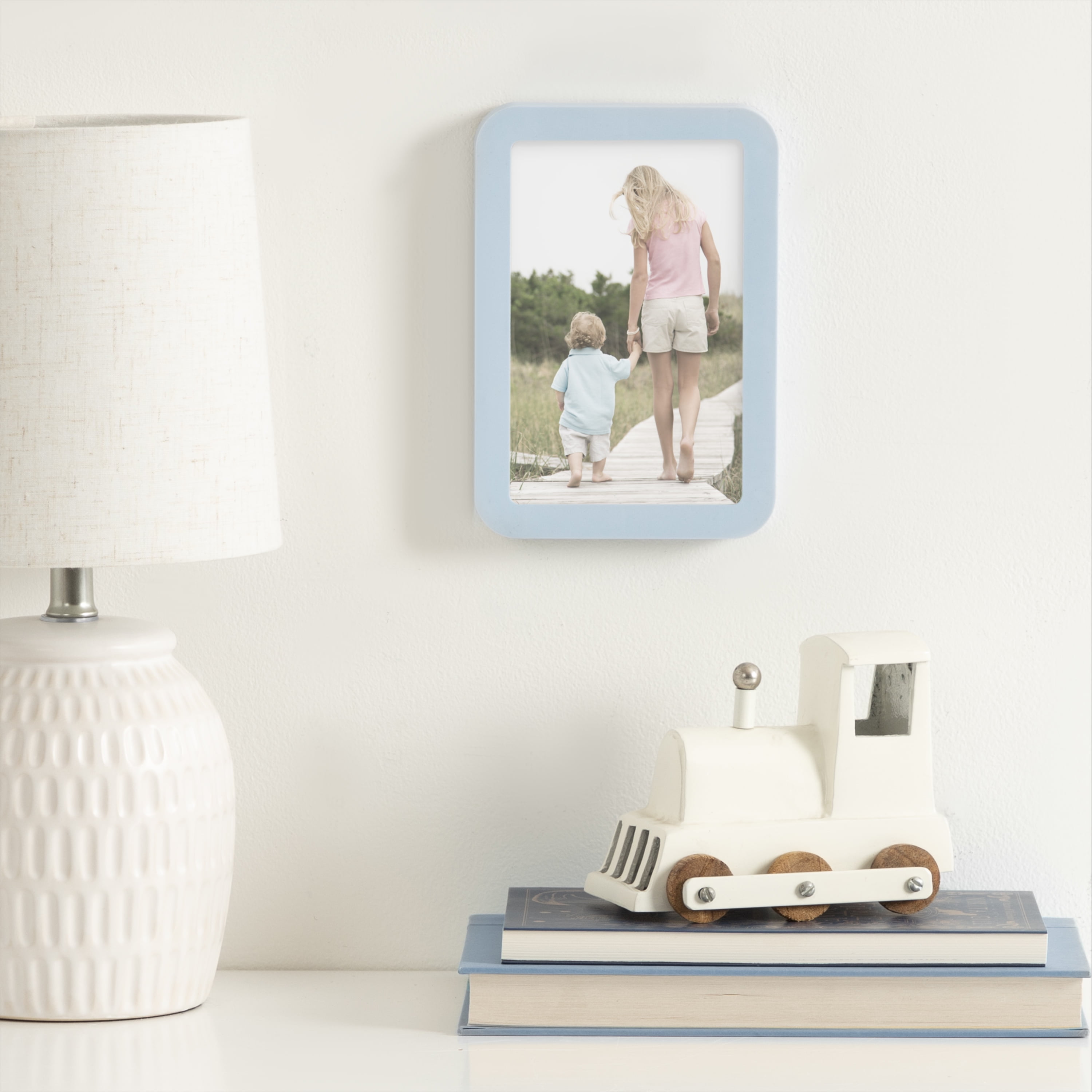 DesignOvation 4x6 Rounded Basic Light Blue Decorative Tabletop Picture Frame