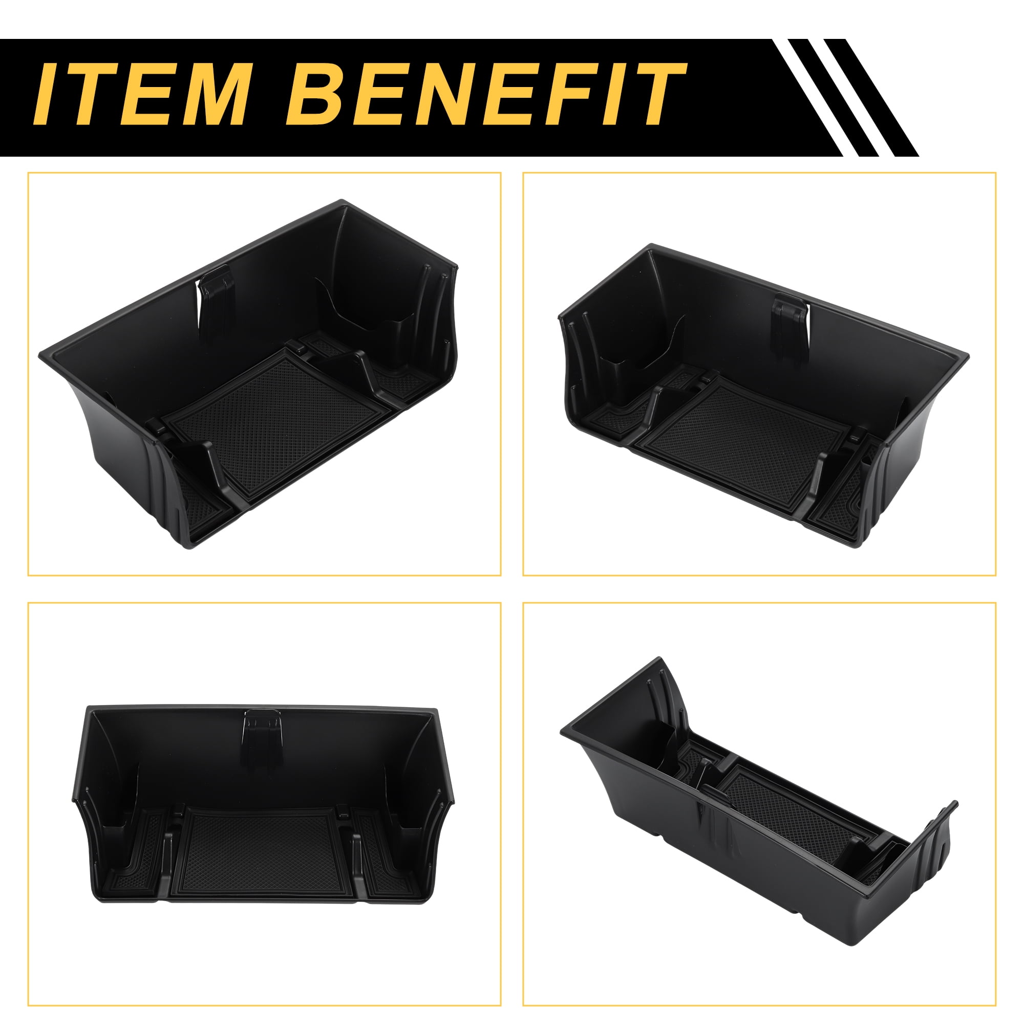 Unique Bargains Center Console Armrest Organizer Tray for Land Rover Defender 90 110 130 2020-2024 Armrest Insert Tray Storage Box Plastic Black