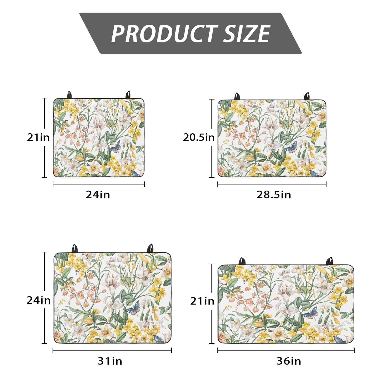 Yellow White Floral Stove Top Cover for Electric Stove, Heat-proof & Non Slip Glass Top Stove Cover Protector, Spring Farmhouse Flowers Botanical Kitchen Flat Cooktop Rubber Mat 24x21 Inches