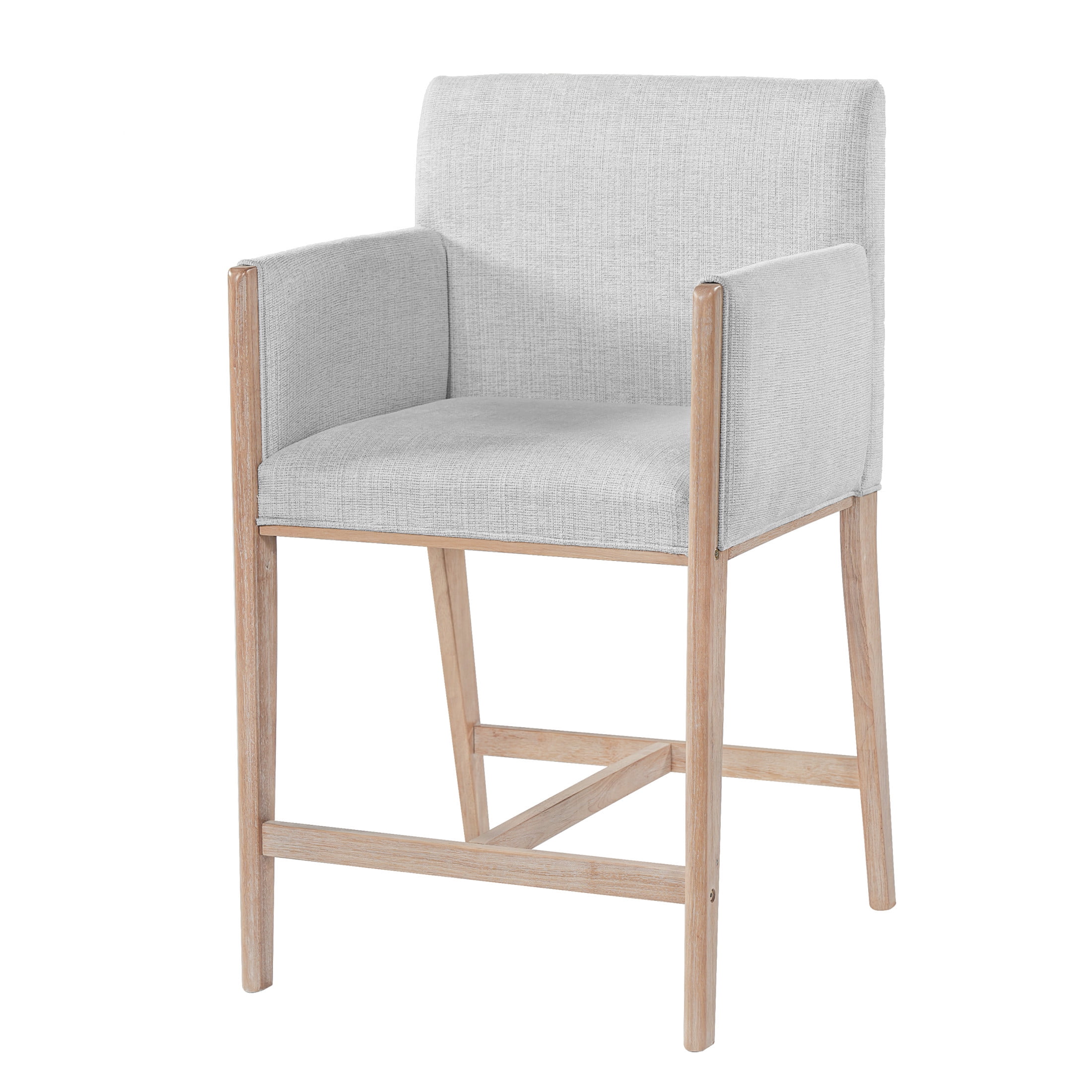 Christopher Knight Home 24" Counter Stools with Arms, Upholstered Bar Chairs for Kitchen Island, Natural, Set of 2