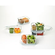Open Box Glasslock Duo 5 Pc Clear Glass Divided Food Storage Containers