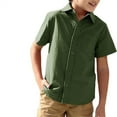 thumbnail image 3 of Short Sleeve Solid Color Boys Casual Button Blouse Kids Children Lapel Cotton Tops with Pocket for 5-14 Years, 3 of 6