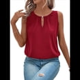 thumbnail image 1 of Chaleco de Moda con Cuello Redondo y Botones, Color Liso, Rojo, Talla M, 1 of 6