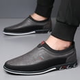 thumbnail image 6 of Men's Leather Casual Loafers Business Adjustable Breathable Comfortable Working Hand-Sewed Shoes Black 13 US, 6 of 7