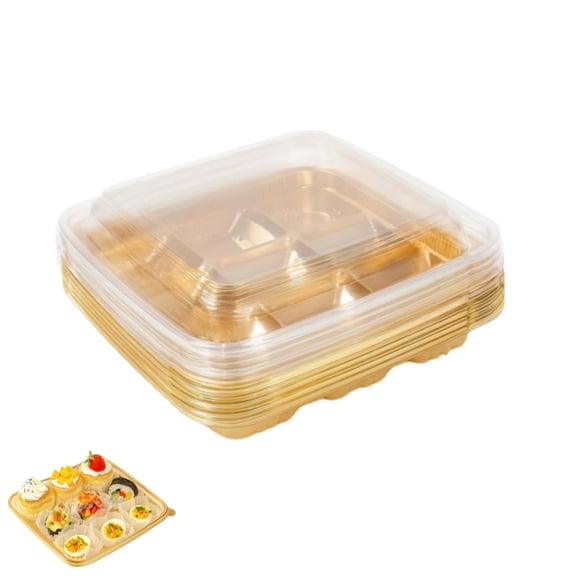 Mini Desserts Containers Plastic Small Cupcake Boxes Mooncake Tray Dessert Boxes Multi-function Bakery Packaging Containers for Home,6pcs