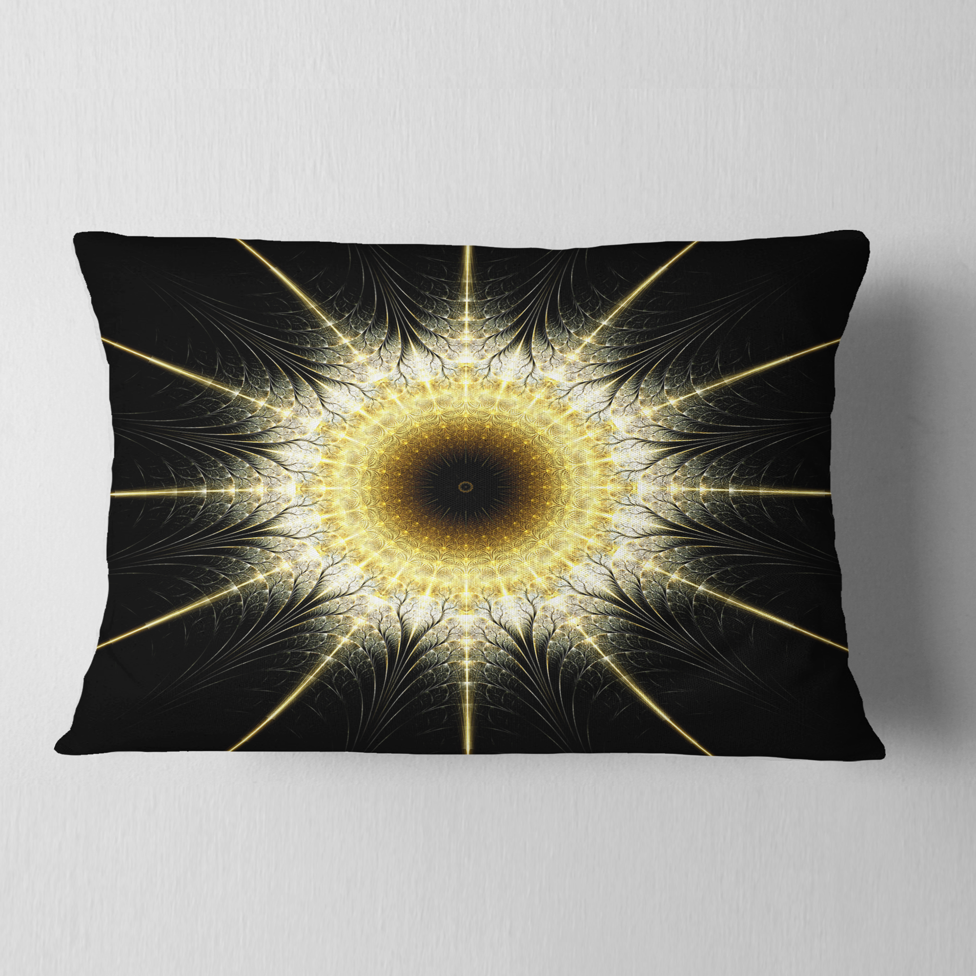 Designart 12" x 20" Contemporary, Modern Black Polyester Throw Pillow