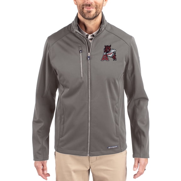Men's Cutter & Buck Gray Arkansas Razorbacks Evoke Eco Softshell Recycled Full-Zip Jacket