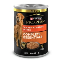Purina Pro Plan Grain Free Complete Essentials Classic Dog Food Pate, Chicken and Carrots Entrée, 13 oz Can