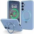 thumbnail image 1 of KOMI for Samsung Galaxy S25+/ S25 Plus Case with Stand, Slim Liquid Silicone Phone Cases for Galaxy S25 Plus Compatible with MagSafe Magnetic Ring Kickstand Case Full Camera Protection, Light Blue, 1 of 5