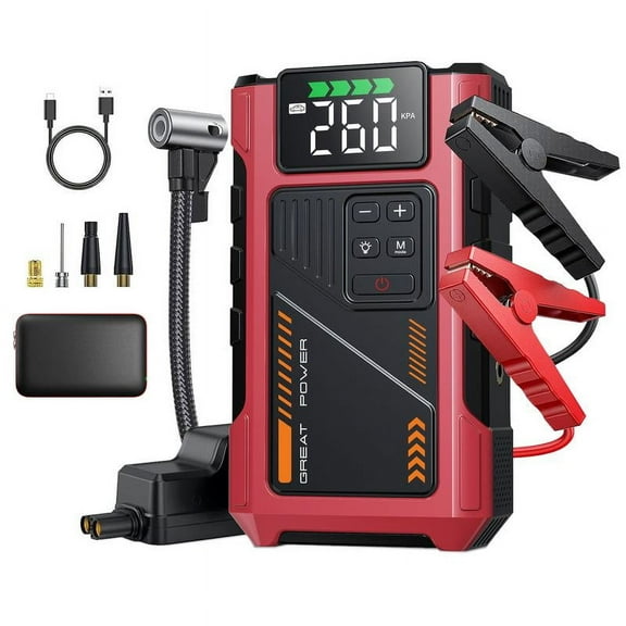 12000mAh Portable Jump Starter with Air Compressor, 150PSI, 12V Car Battery Jump Box, 8L Gas & 6.5L Diesel Engines, Wireless