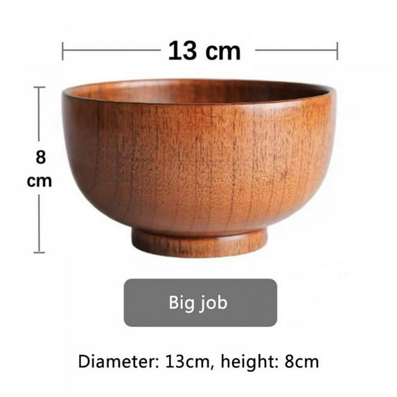 Magazine Creative Retro Japanese Style Round Rice Bowl Anti-Scalding Tableware Sour Date Wooden Soup Noddle Bowl