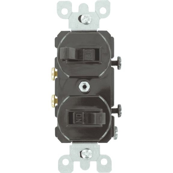 Leviton 05224 15A Toggle Switch in Brown — UL Listed for US Residential Electrical Code Compliance, Drop-in NEC-Standard Wiring
